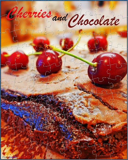 DIGITAL JIGSAW - OUR CHERRIES and STICKY CHOCOLATE CAKE JIGSAW - CHERRIES and CHOCOLATE CAKE