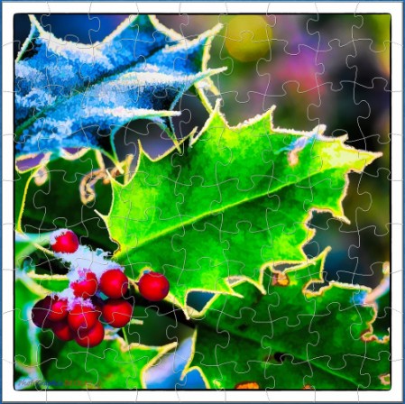 JIGSAW - HOLLY and BERRIES and a LITTLE TOUCH OF SNOW JIGSAW - HOLLY and BERRIES and a LITTLE TOUCH OF SNOW